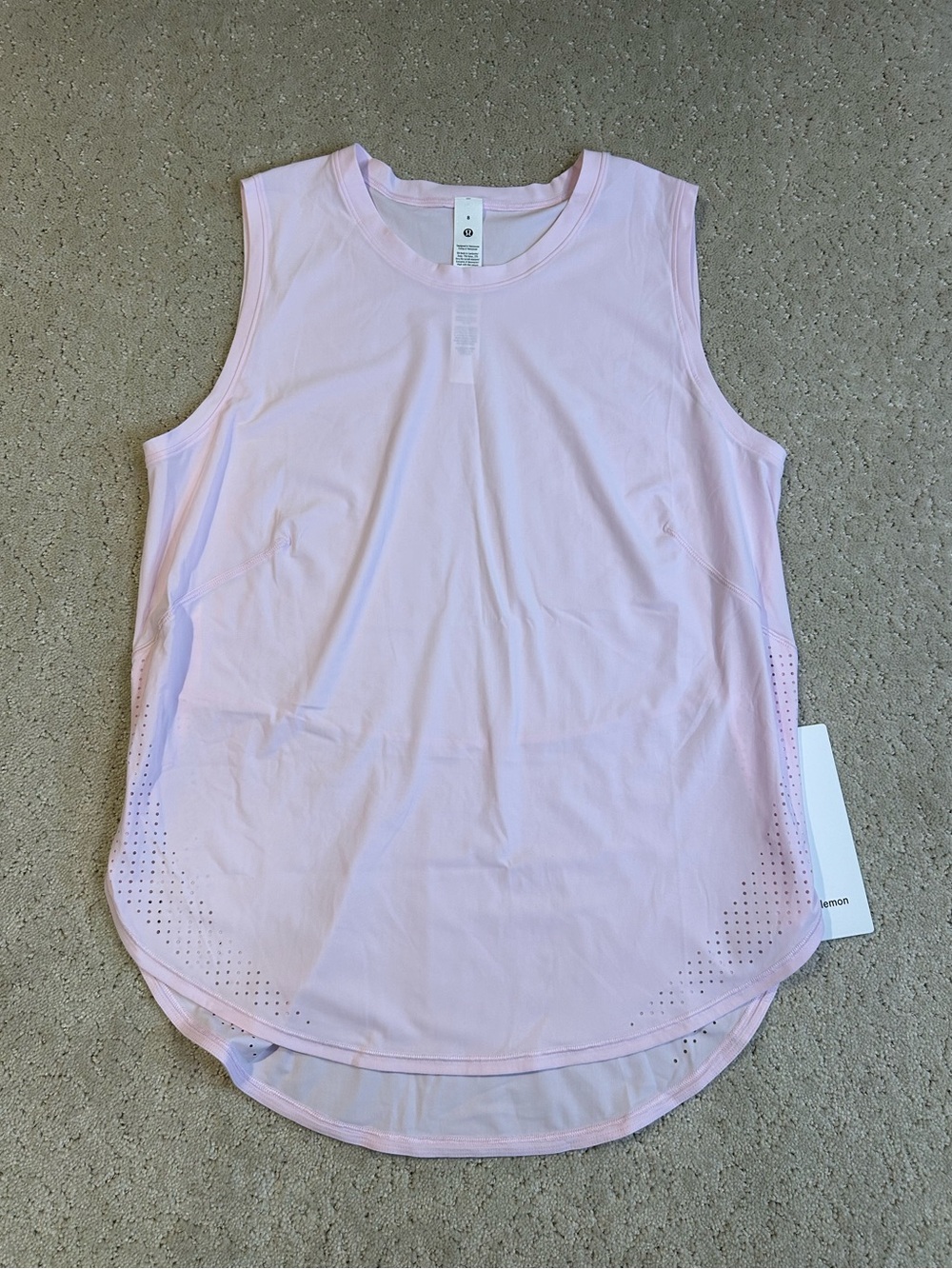 NWT LULULEMON High Neck Split Hem Run Tank WOMENS Size 8 Pink Organza